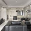 南京100平现代风格客厅皮质沙发装修图片