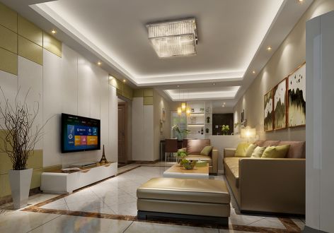 新怡家园现代风格105平米三居室装修案例