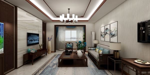 鼎秀家园138平米现代中式三居室装修案例