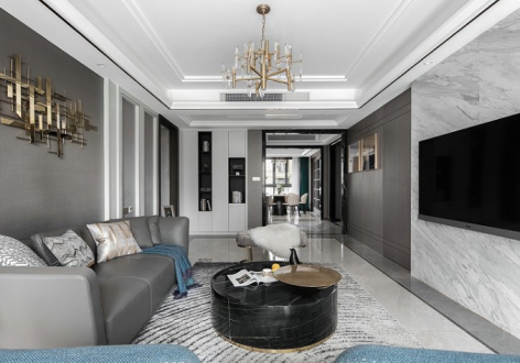 蓝光·星悦半岛现代风格158平米三居室装修效果图案例