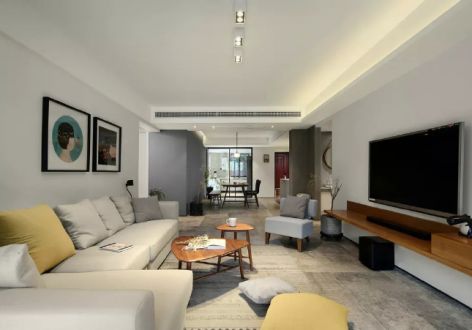 玫瑰香堤现代风格115平米三居室装修案例