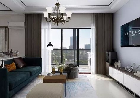 中铁阅山湖现代风格90平米三居室装修效果图案例