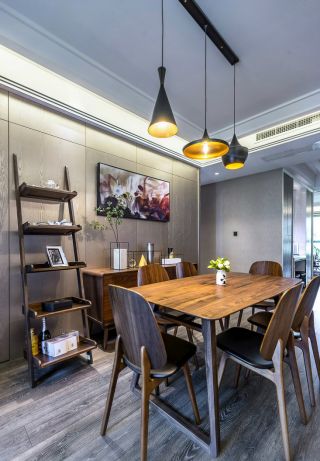 110平方现代风格餐厅实木餐桌装修效果图