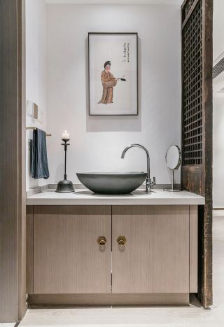 南京禅意风格房屋室内洗手台装饰设计图