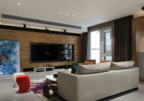 恒大中航城现代风格117平米三居室装修效果图案例