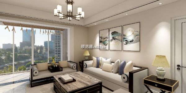 湾流天悦中式现代三居室装修案例