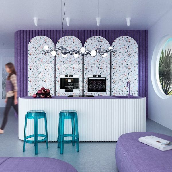 紫色别墅厨房设计