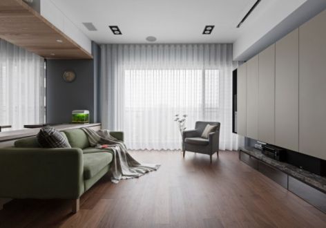 绿地·四季印象现代风格103平米三居室装修效果图案例