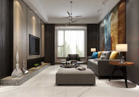 金洋奥澜现代风格127平米三居室装修案例