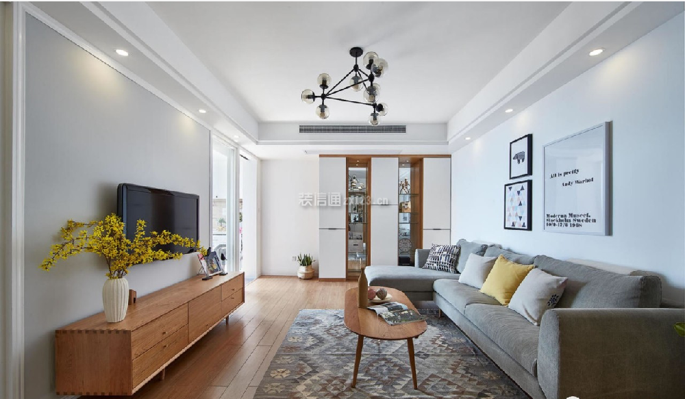 西安旭景清园现代风格90平米装修效果图案例