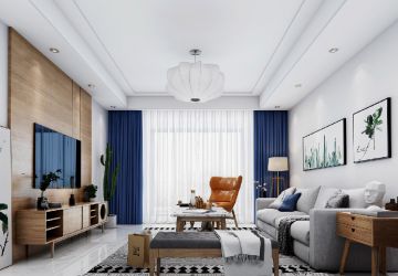 世茂璀璨悦城现代风格100平米三居室装修效果图案例