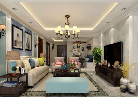 丹霞星城美式风格131平米三居室装修案例