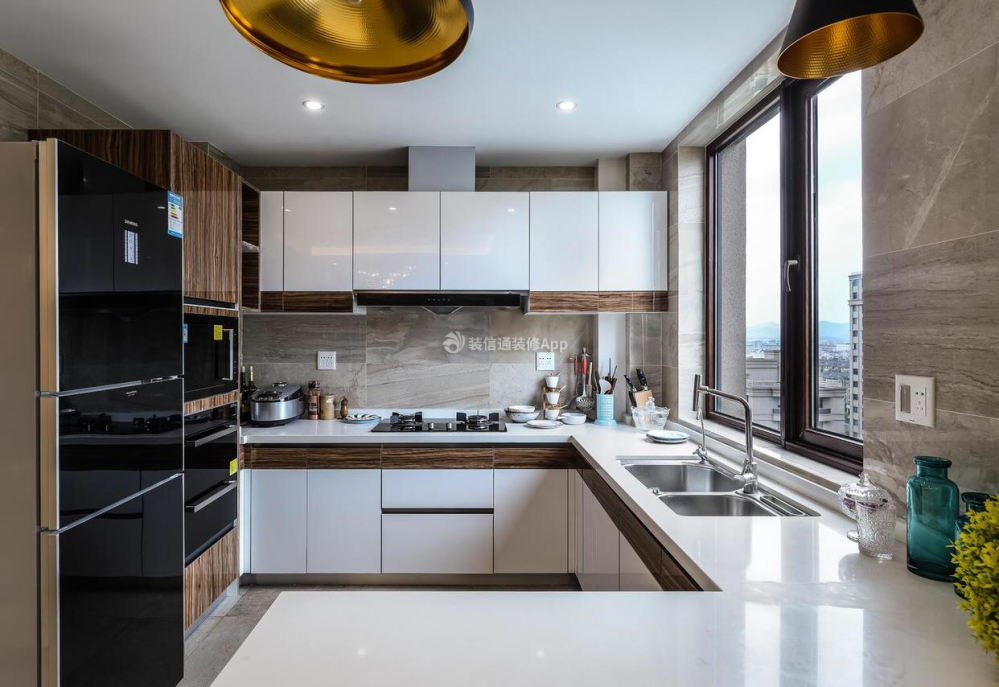 138平现代风格厨房整体装修设计实景图