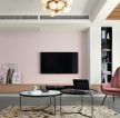 北欧风格客厅电视背景墙粉色壁纸图片