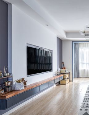 北欧风格客厅嵌入式电视背景墙装修设计图