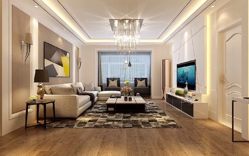 客厅吊顶装修现代效果图 客厅沙发地毯效果图