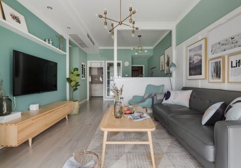 绿城·柳岸晓风现代风格98平米二居室装修效果图案例