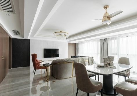 广汇汇茗城现代客厅113平米三居室装修案例