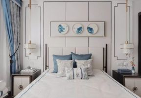 现代中式风格卧室床头造型设计效果图片