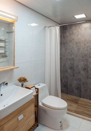 80平方简约风格房子卫生间浴帘隔断装修图