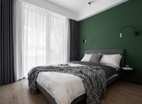 100平米房子主卧室绿色墙面装修设计图片