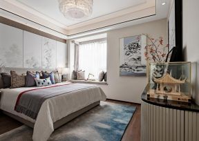 新中式风格卧室地毯装修装饰效果图