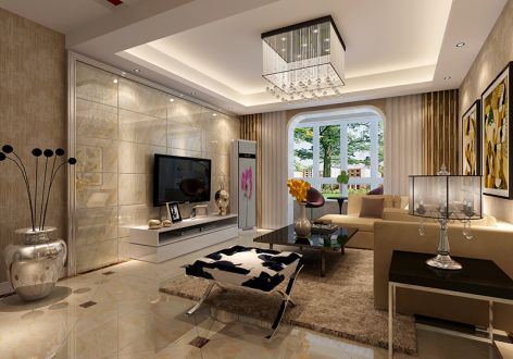 中海熙岸现代风格137平米三居室装修案例