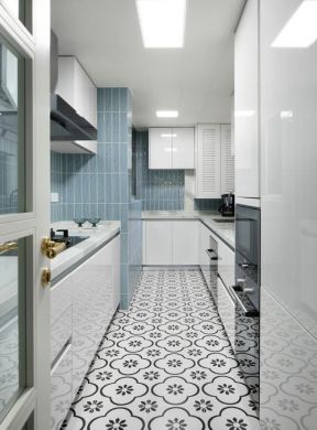 简约欧式风格厨房地砖装修设计效果图片