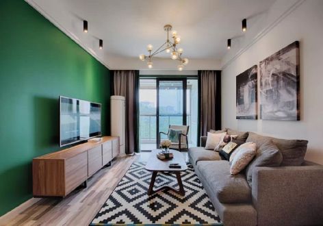 名城紫金轩混搭风格80平米二居室装修效果图案例