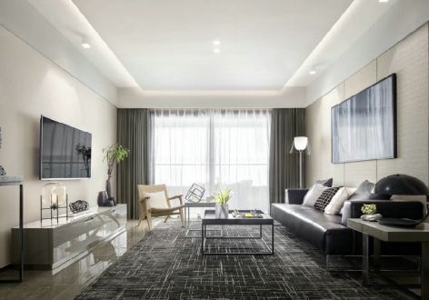 霖轩·碧璟园现代风格140平米三居室装修效果图案例