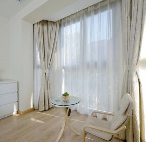 窗帘隔断装修  2115   2021现代欧式风格带阳台卧室窗帘装修效果图片