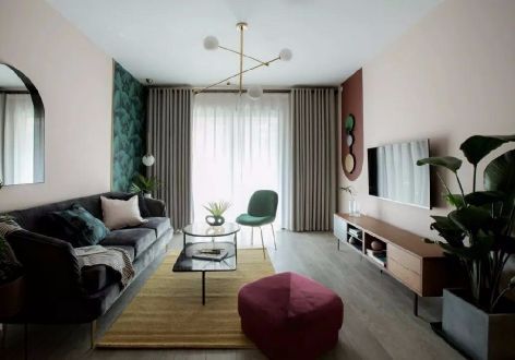 万科金域传奇轻奢风格95平米三居室装修效果图案例