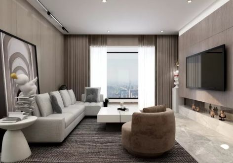 颐荷·亚洲现代风格115平米三居室装修效果图案例