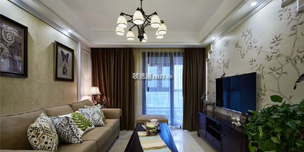 兰亭都荟美式风格68平米二居室装修效果图案例