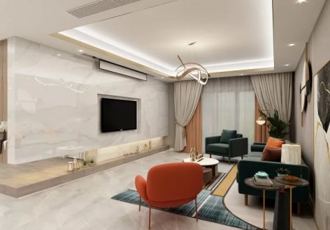 中福广场现代风格74平米二居室装修效果图案例