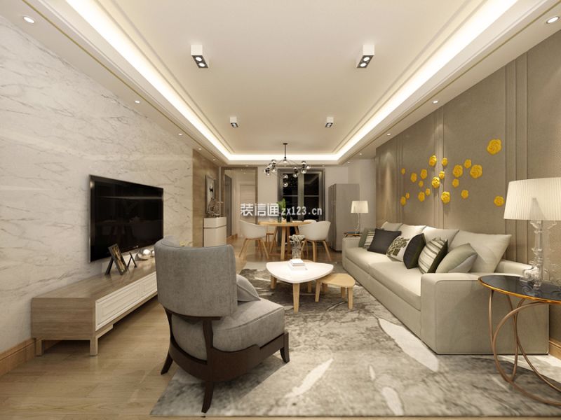 嘉旺金碧园现代简约105平米三室两厅装修案例