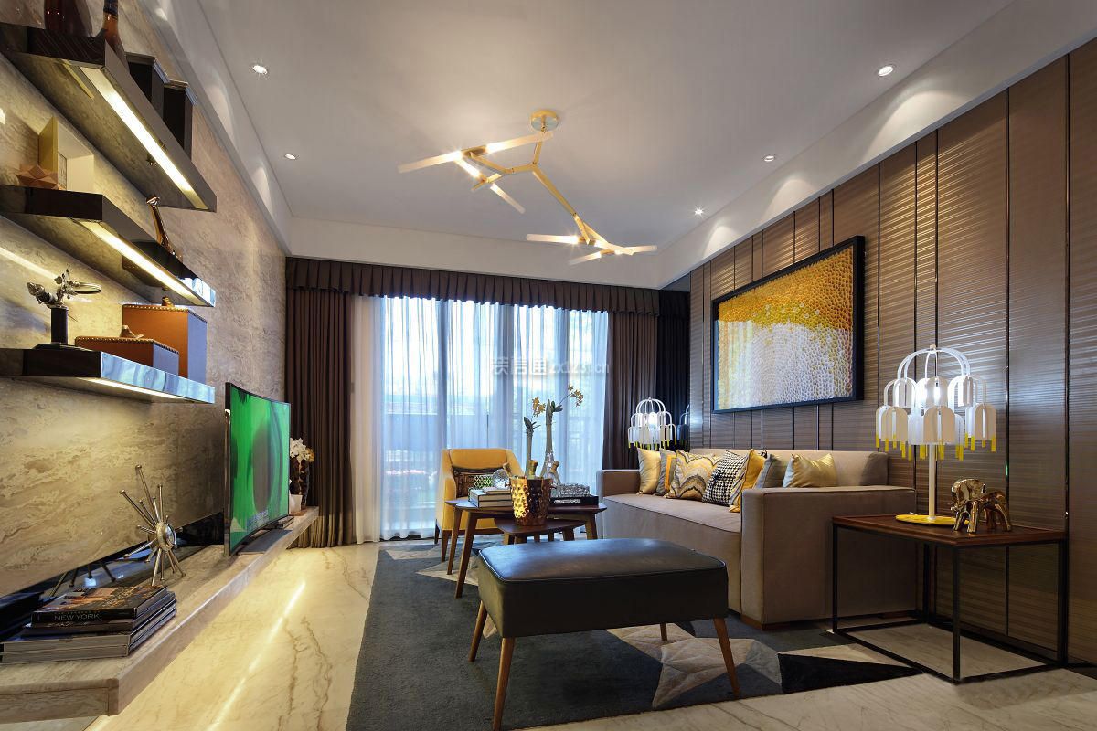 古都天玺精致美式风107平米三室两厅装修案例