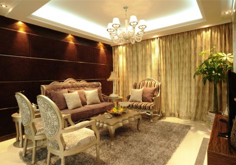 实地蔷薇国际新古典97平米三室两厅装修案例
