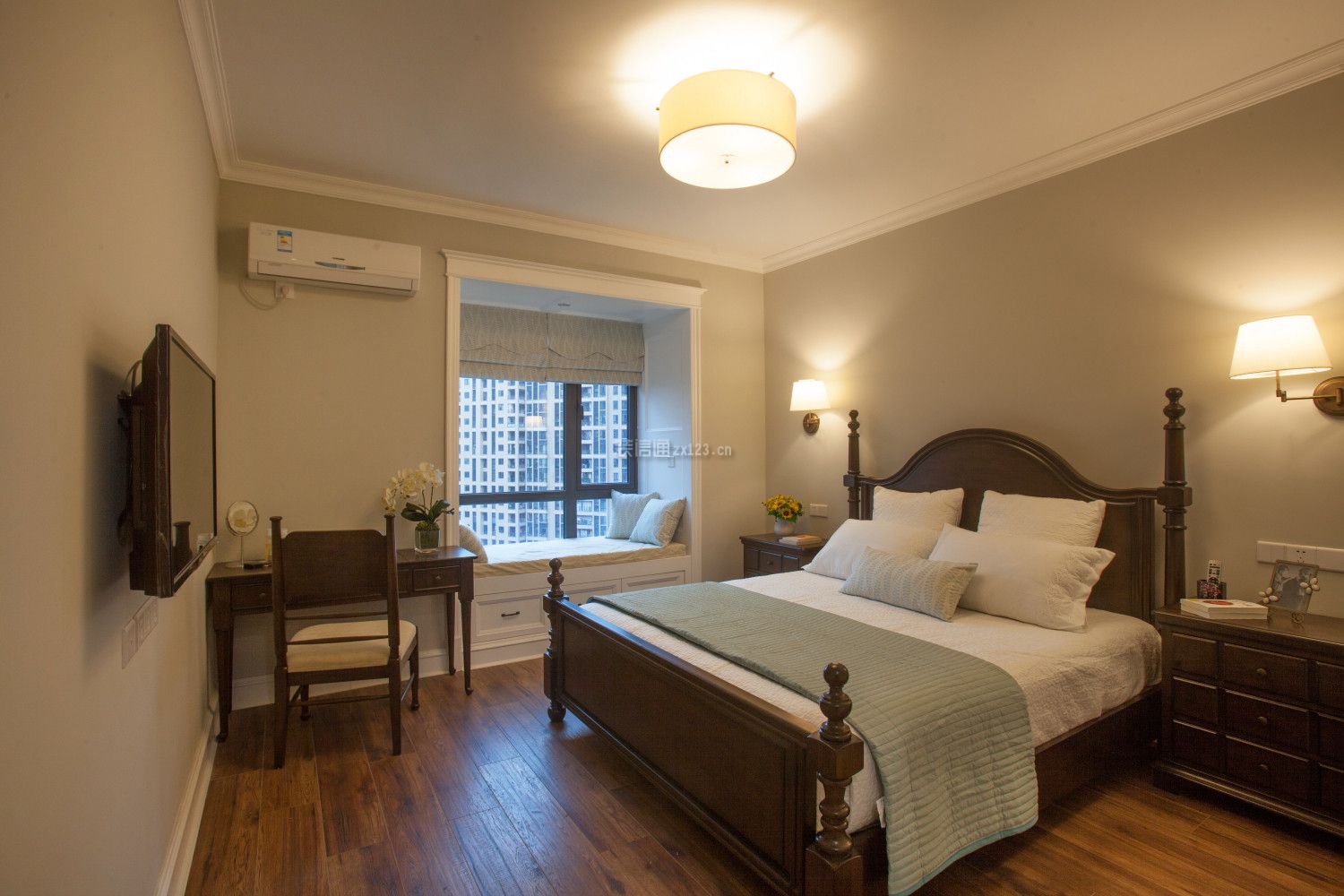 金科绿都天宸美式风格96平米三室两厅装修案例