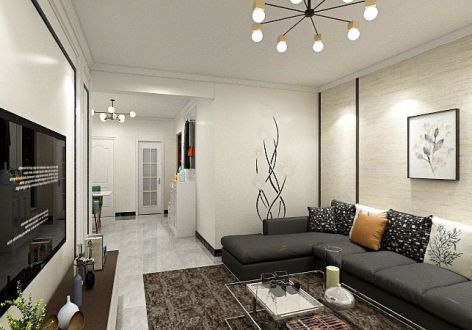 科华·北辰天璞现代风格85平米二居室装修效果图案例