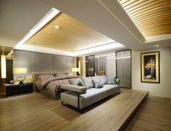 现代风格别墅卧室生态木吊顶装修效果图