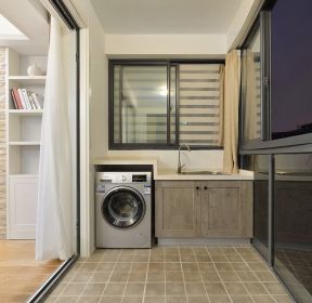 现代风格生活阳台洗衣台装修设计图-每日推荐