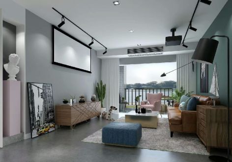 阳光·珑悦台北欧风格92平米三居室装修效果图案例