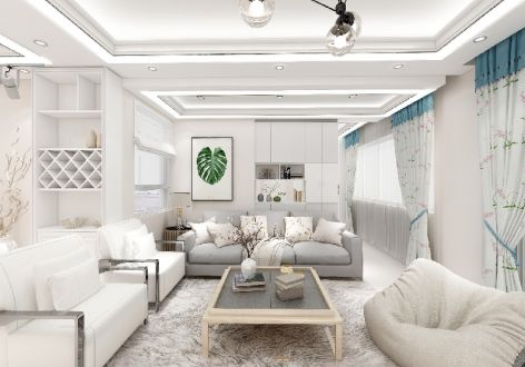 青秀·2046现代风格87平米三居室装修效果图案例