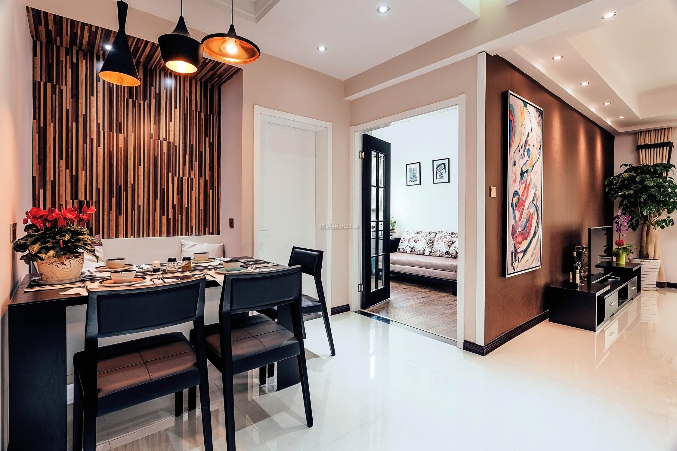 长安医药大厦现代风格90平米三室两厅装修案例