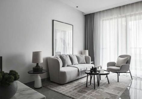 名城紫金轩极简风格80平米二居室装修效果图案例