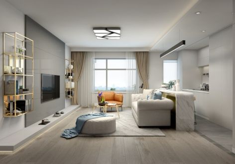 东原·朗阅现代风格80平米二居室装修效果图案例