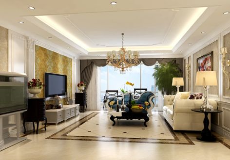 棕榈泉国际公寓欧式风格200平米四居室装修案例