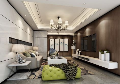 贵府现代风格130平米三居室装修效果图案例