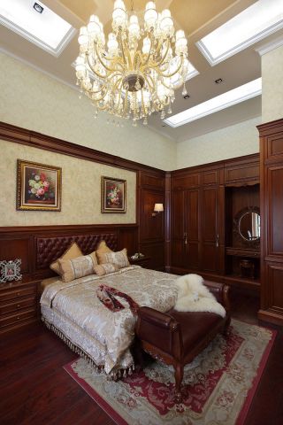 美式高端别墅主卧室装修设计实景图